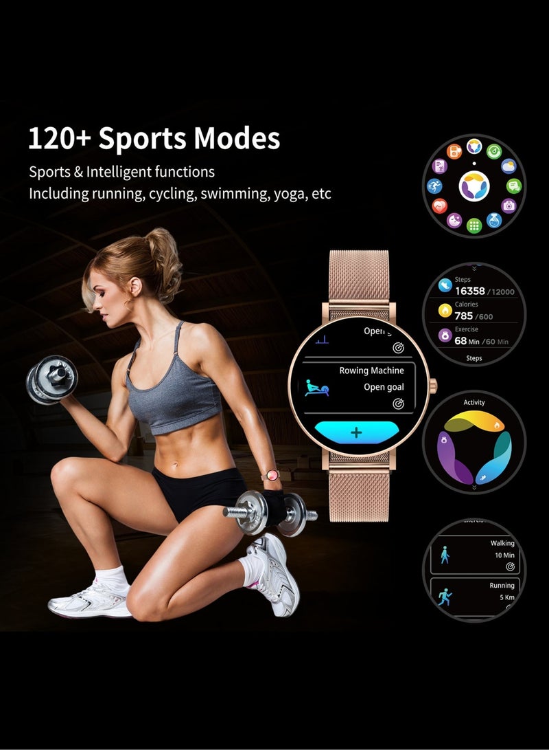 G-Tab GLR3 Princess Smartwatch for Women with Bluetooth Calling, 1.09" AMOLED Display, Fitness Tracker with Heart Rate, SpO2 & Women's Health, IP68 Waterproof, Compatible with iPhone & Android (Gold) - Image 5